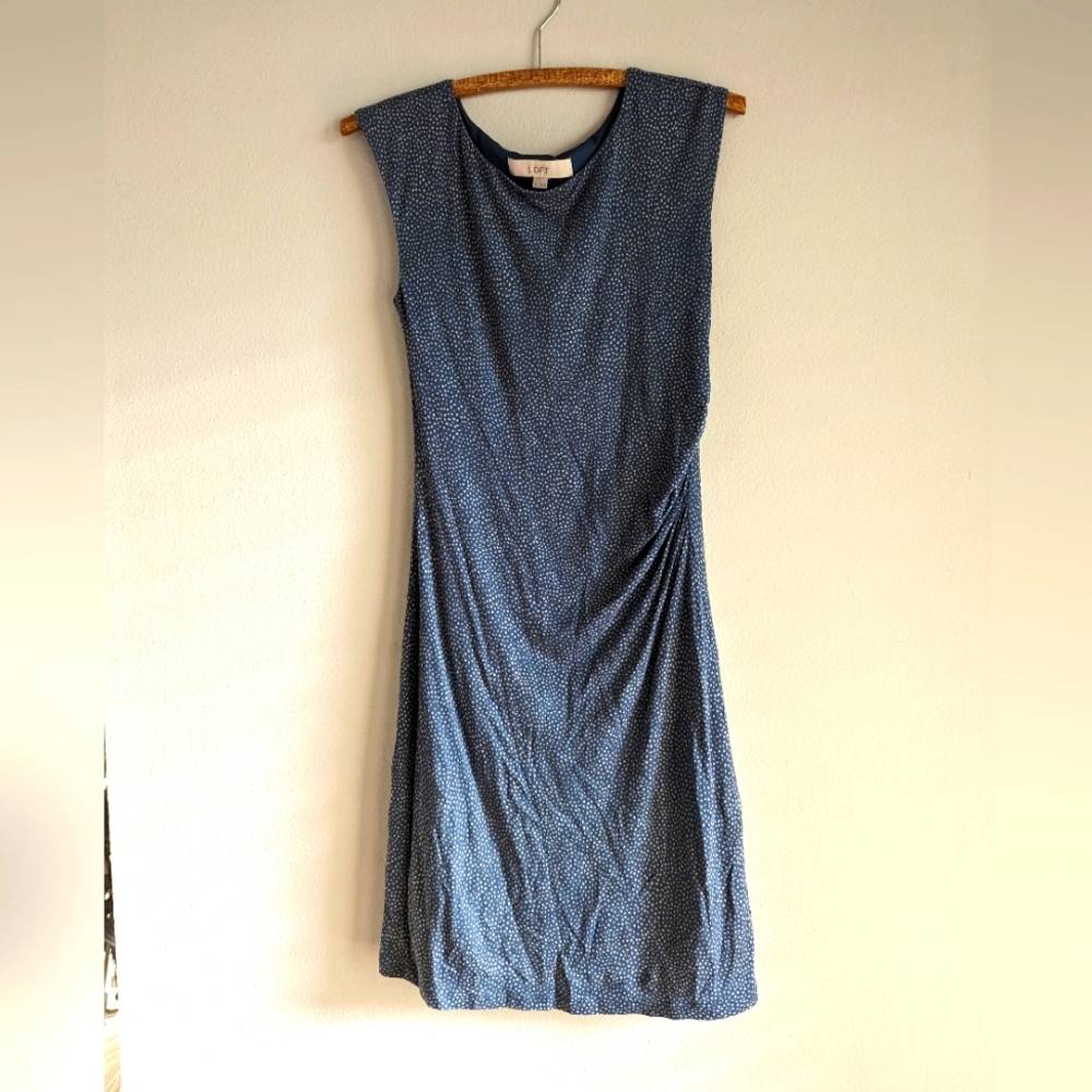 Navy dress dotted loft xs pencil skirt fitted